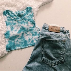 Tie Dye Crop Ribbed Tank Top